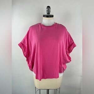 💚 3502. Oversized Studded Pink Wash Top